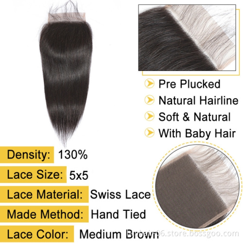 large stock wig vendor Indian virgin hair natural black straight 5x5 closure